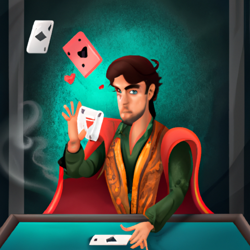 1. קוסם מתפעל במיומנות קלפים בתצוגה של כושר יד
