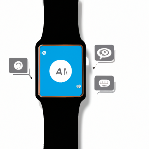 3. איור של שעון חכם עם תכונות בינה מלאכותית באינטראקציה עם אפליקציות שונות