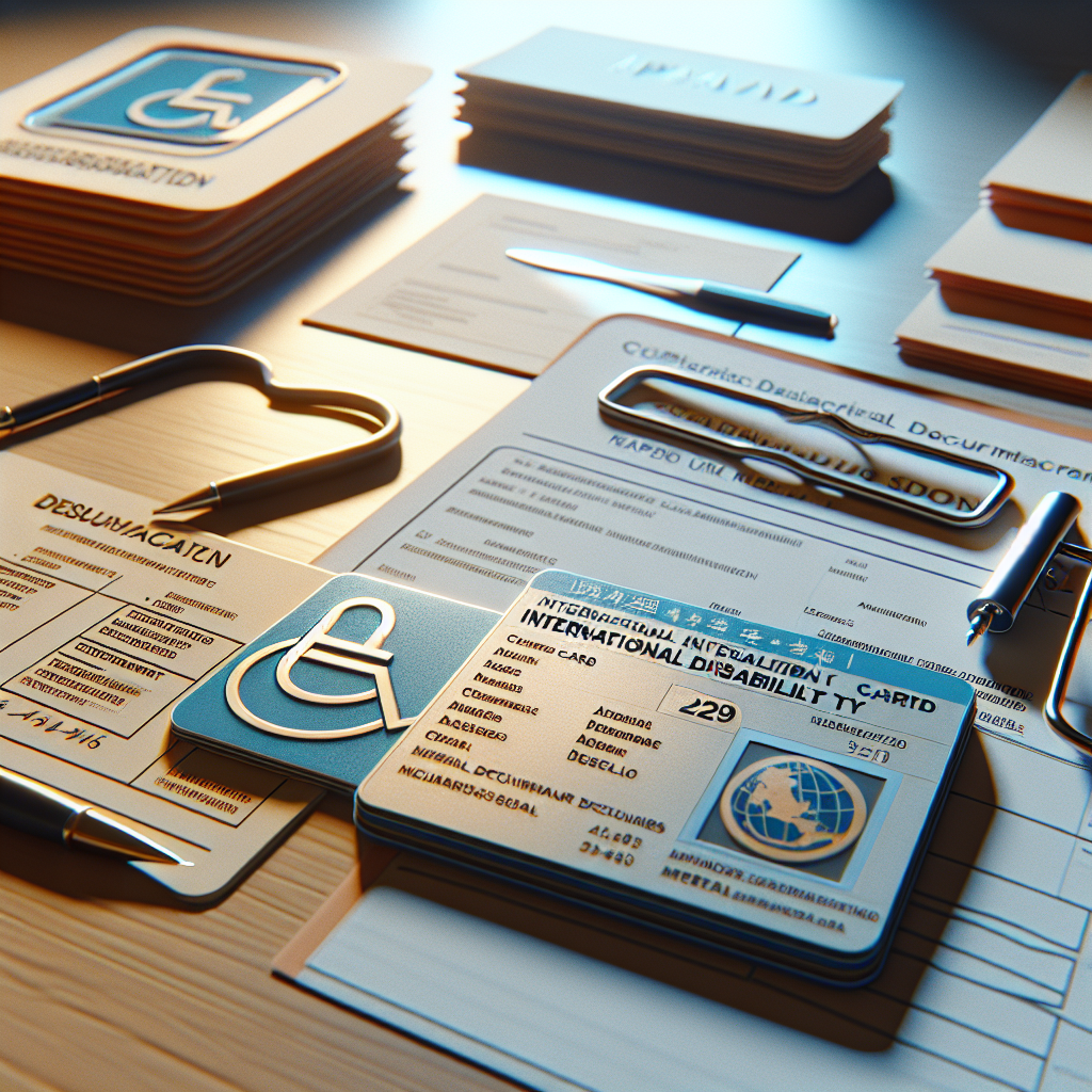 צילום תעודת נכה בינלאומית לצד מסמכים נדרשים להנפקה.